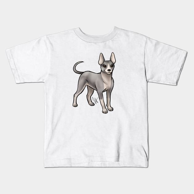 American hairless terrier Pink and Gray Kids T-Shirt by Jen's Dogs Custom Gifts and Designs